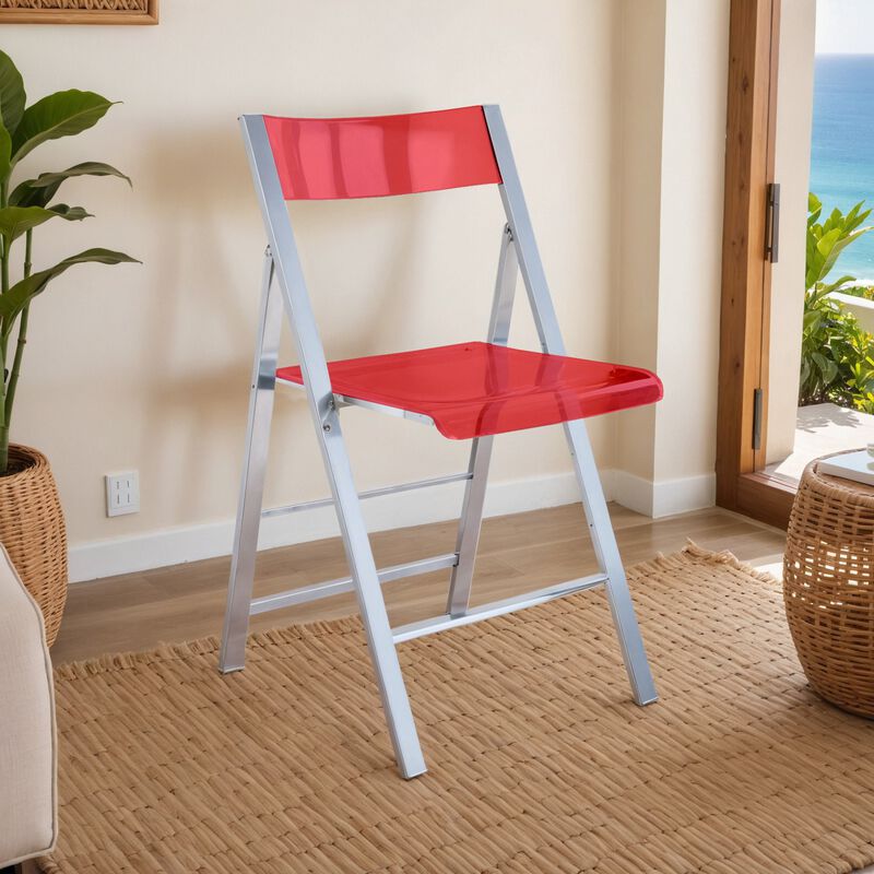 LeisureMod Menno Folding Dining Chair with Stainless Steel Frame, Compact and Durable Design for Kitchen, Balcony, Patio, Garden, Office, or Event Use