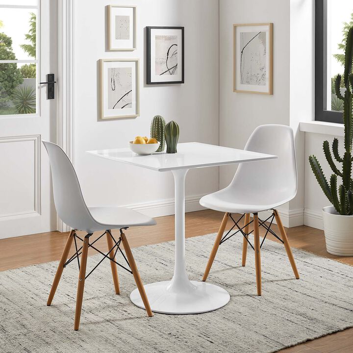 Modway - Lippa 28" Square Wood Top Dining Table White