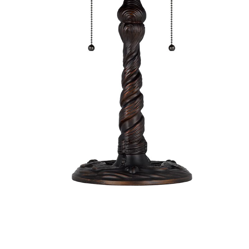Eli Table Lamp, Tiffany Glass Shade, Blue Red Dragonfly Design, Bronze, 23In image number 6