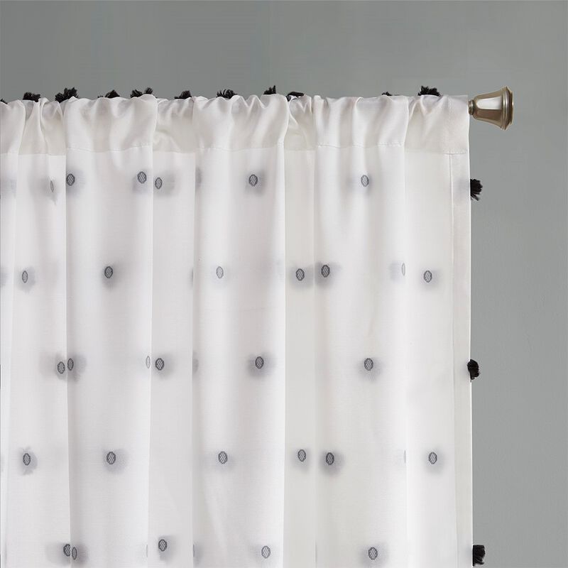 Gracie Mills Albert Lightweight Pom Pom Embellished Sheer Window Panel - 50x84"