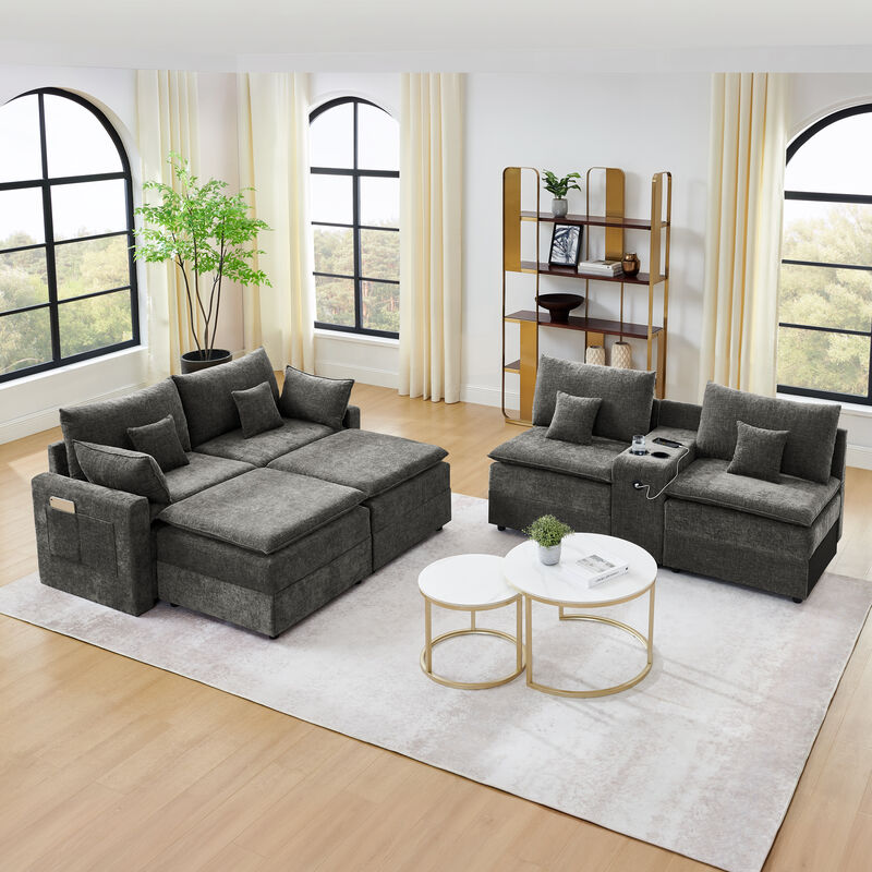 Gukkok 143.8" Spacious U-Shaped Modular Sectional Sofa image number 8