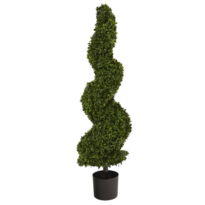 Nearly Natural 4-ft Spiral Hazel Topiary Tree UV Resistant (Indoor/Outdoor)