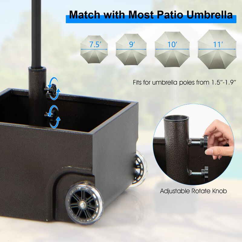 150 Pounds Patio Umbrella Base Stand Wheels Planter Outdoor