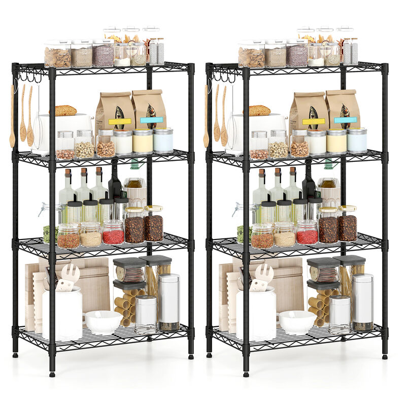 4 Tier Metal Storage Rack Set of 2 with V Shaped Wire Shelves for Home-Black image number 4
