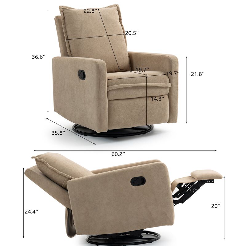 Short Plush Armchair Sofa Manual Button Recliner Chair image number 2