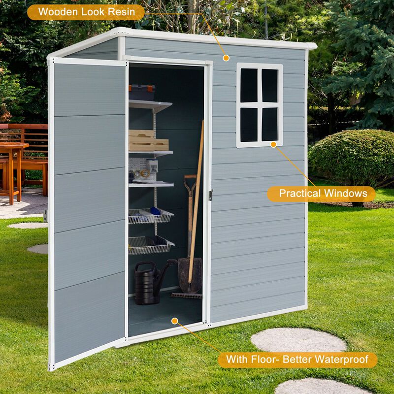 MONDAWE 5x3ft Resin Outdoor Storage Shed Kit-Perfect to Store Patio Furniture image number 4