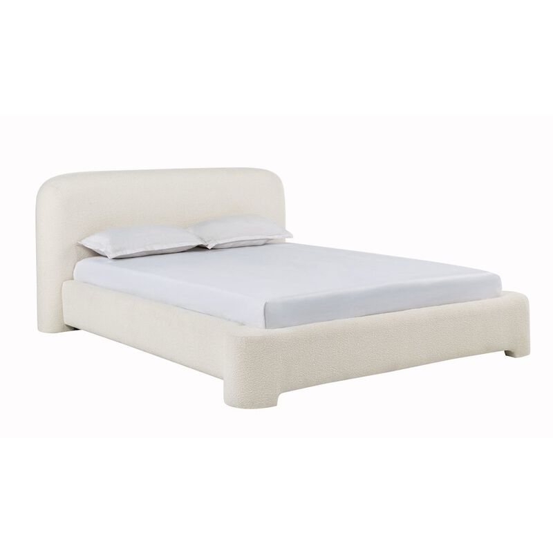 Best Master Furniture Upholstered Burlap Platform Bed Frame, Queen, Cream image number 0