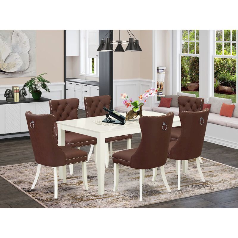 7 Piece Modern Dining Table Set Consists of a Rectangle Kitchen Table