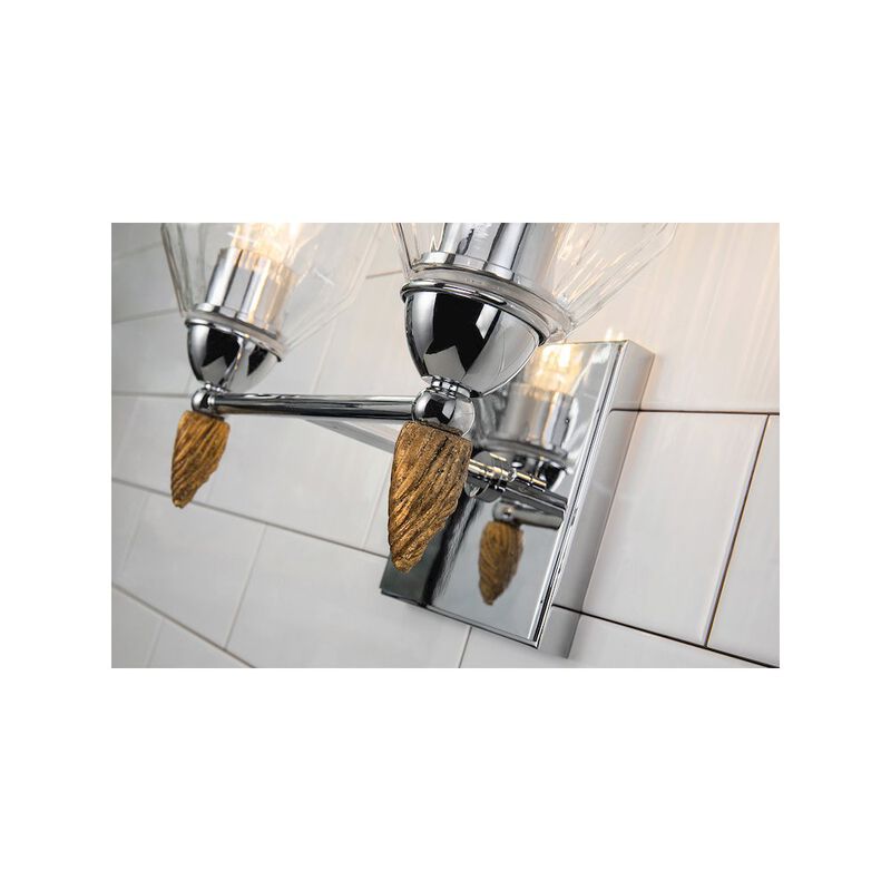 Lucas McKearn Felice 2 Light Vanity Light In Polished Chrome With Gold Accents