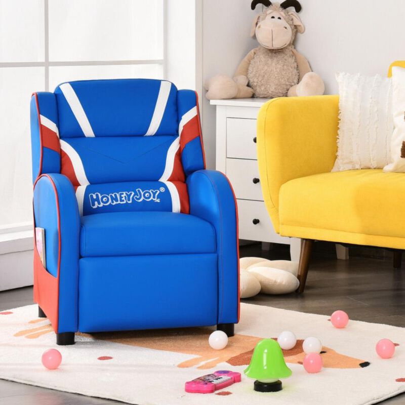 Hivvago Kids Leather Recliner Chair with Side Pockets