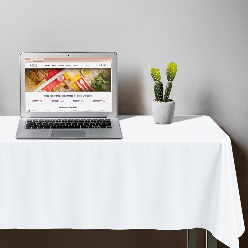 50" x 108" White Rectangular Linen-Like Tablecloths (12 Tablecloth) image number 6