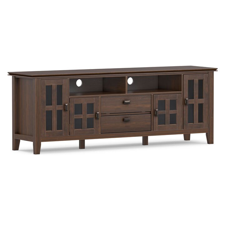 Simpli Home 72 Inch Tv Media Stand In Natural Aged Brown For Tvs Up To 80 Inches
