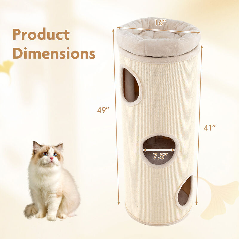 Multi-Level Cat House &ndash; 4-Story Elevated Cat Tower with Hideaway Caves image number 4