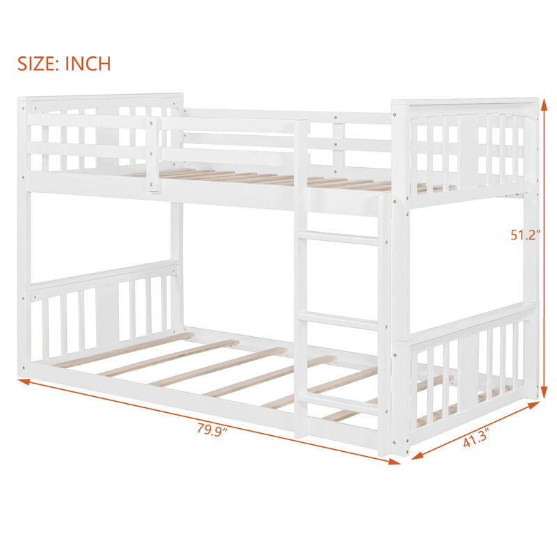 Whisen Twin Over Twin Bunk Bed with Ladder - White