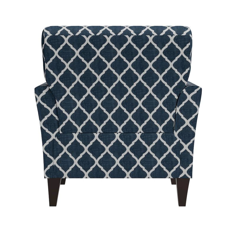 HL Home Furnishings Alex Transitional Flared Arm Armchair in Blue Trellis