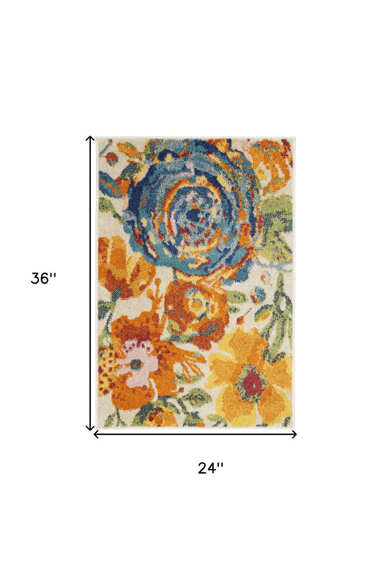 HomeRoots Floral Power Loom Area Rug image number 2