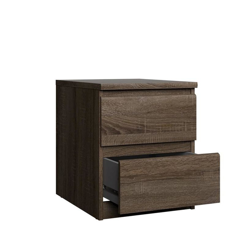 Furnifact Brown 2 Drawer Nightstand - Stylish Night Stand With Drawers For Bedroom