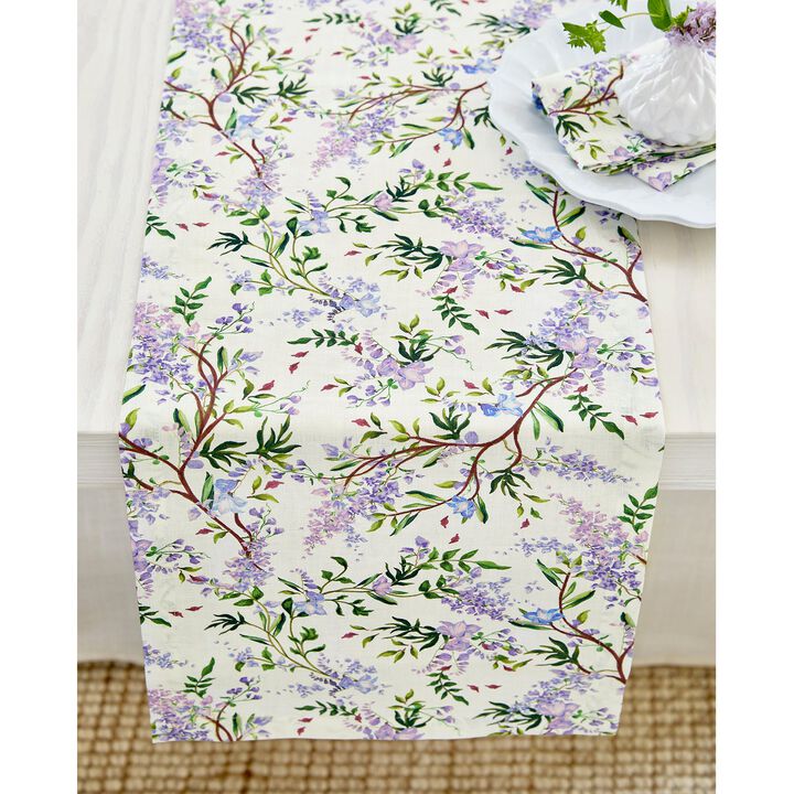 Solino Home 100% Pure Linen Table Runner - Lilacs
