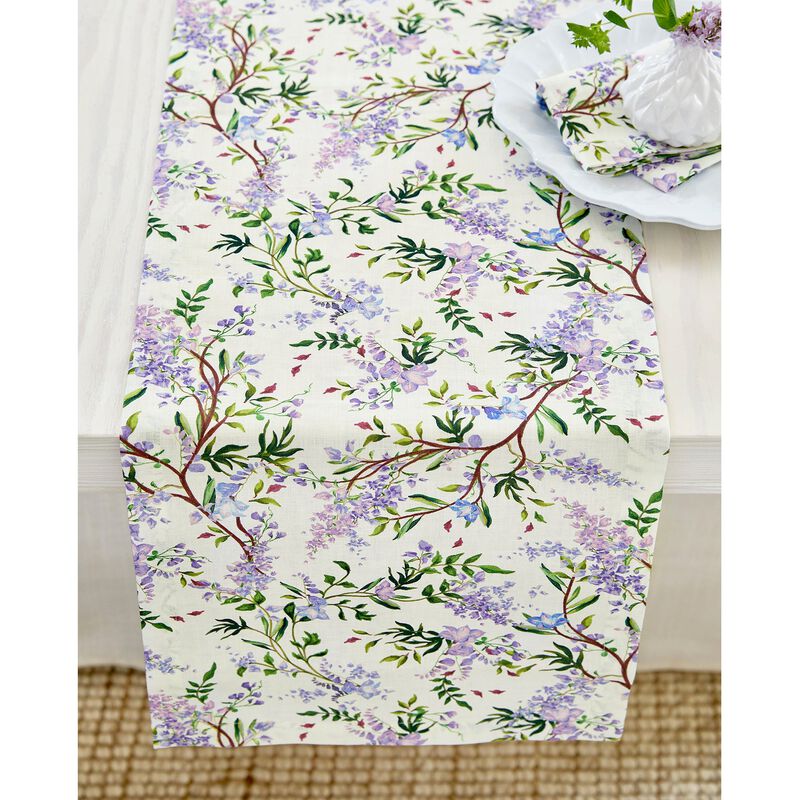 Solino Home 100% Pure Linen Table Runner - Lilacs