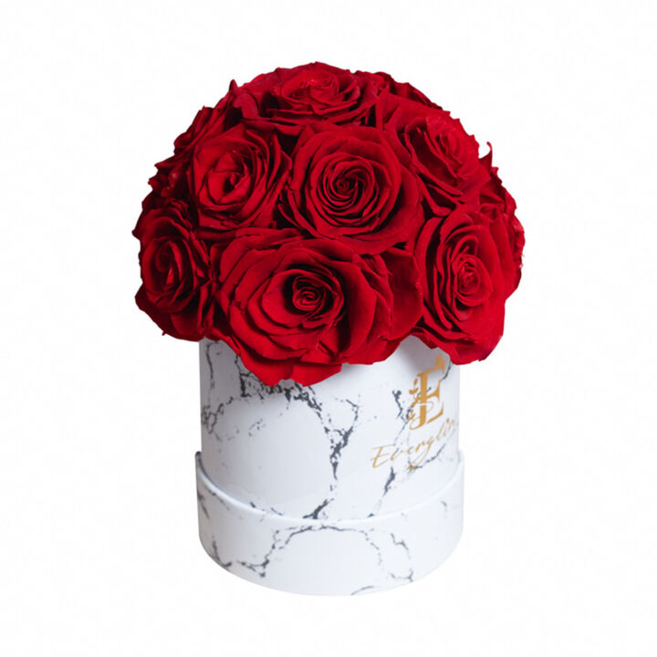 Everglim Red Preserved Rose Bouquet with 14-Pc