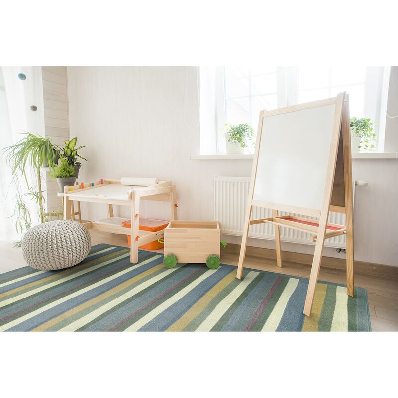 Joy Carpets Kid Essentials Yipes Stripes 10'9 x 13'2 Area Rug in Color Soft