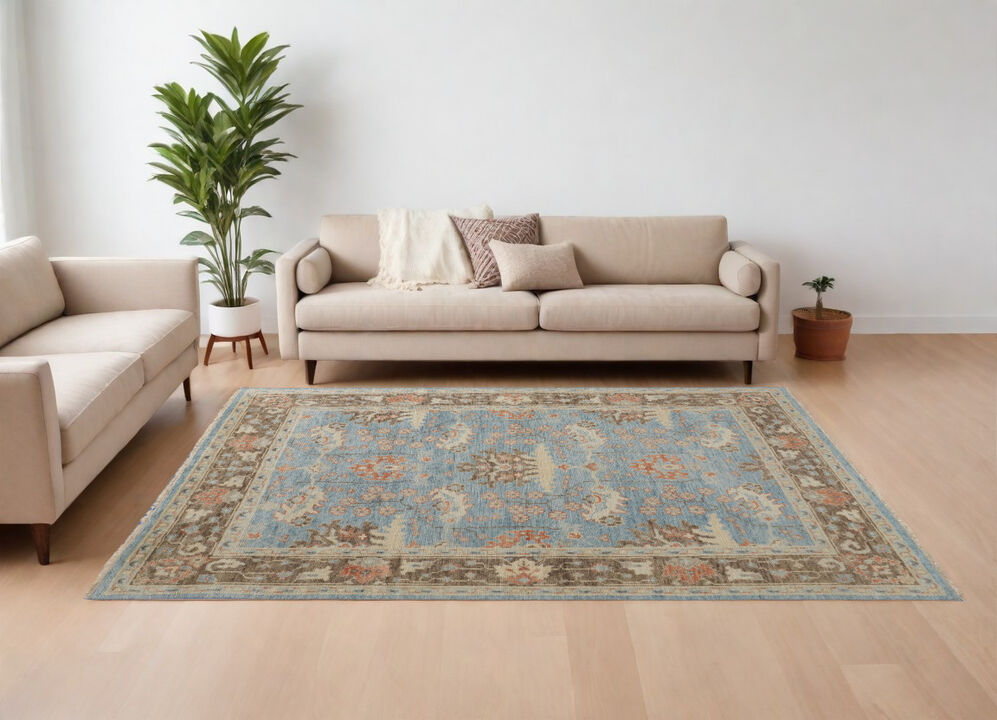 HomeRoots Wool Oriental Hand Knotted Area Rug