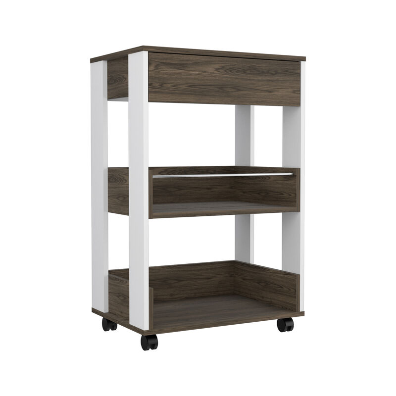 Kitchen Cart Coron, Kitchen, White / Dark Walnut