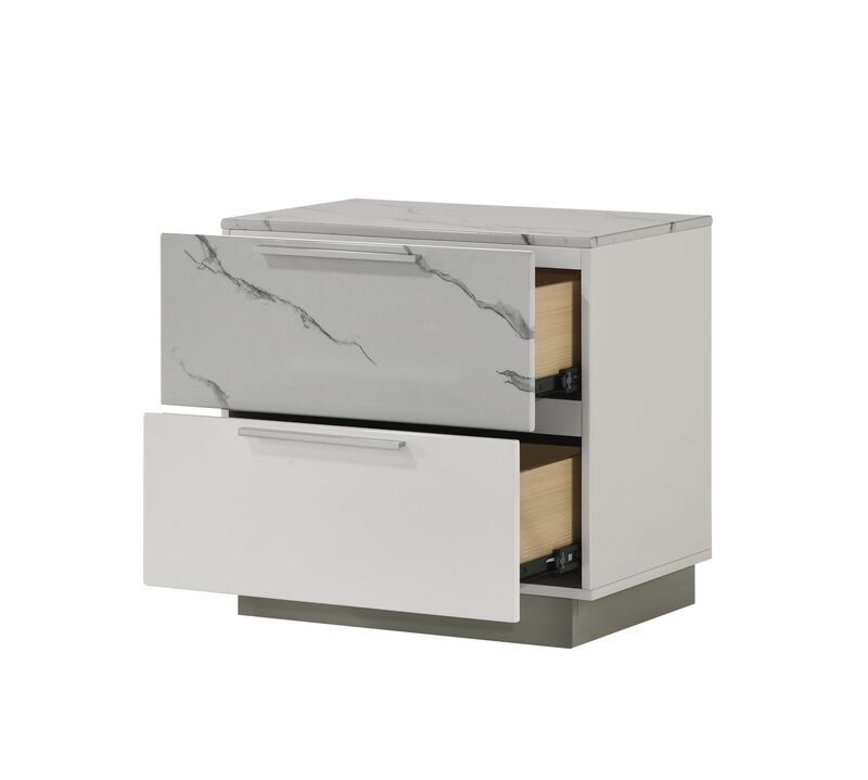 Lumirissiq Marble-Top 2-Drawer Nightstand image number 9