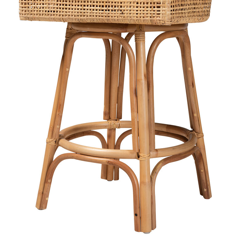 Baxton Studio Bella Modern Bohemian Natural Rattan Bar Stool