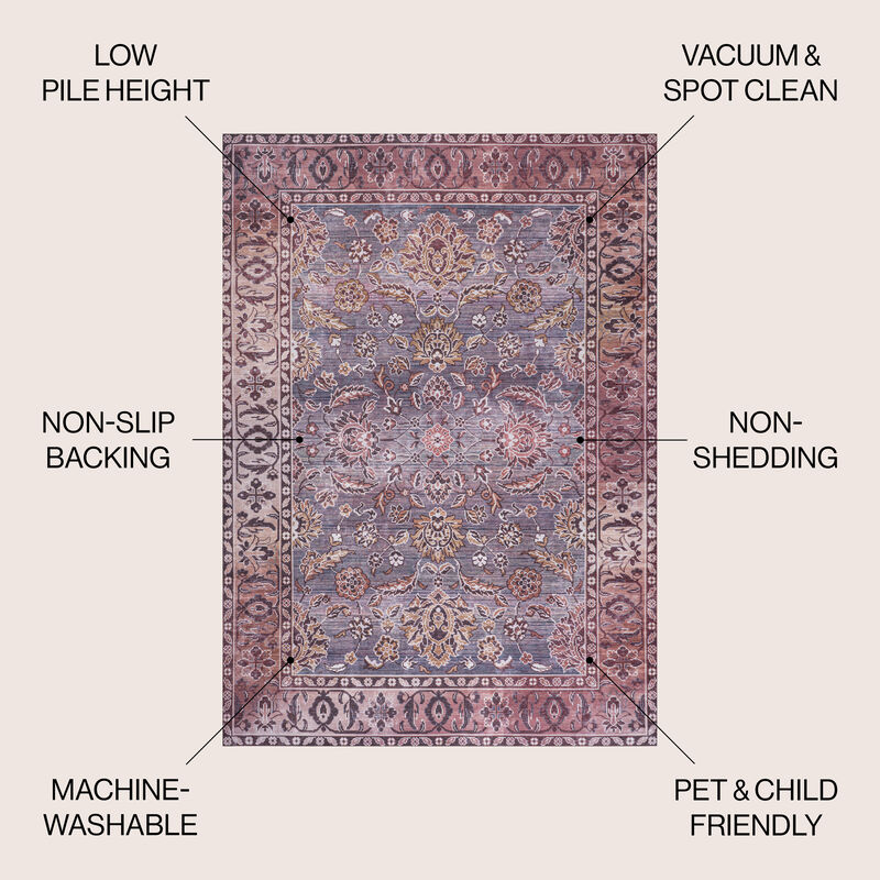 Victoria Ornate Persian All Over Washable Indoor/Outdoor Area Rug