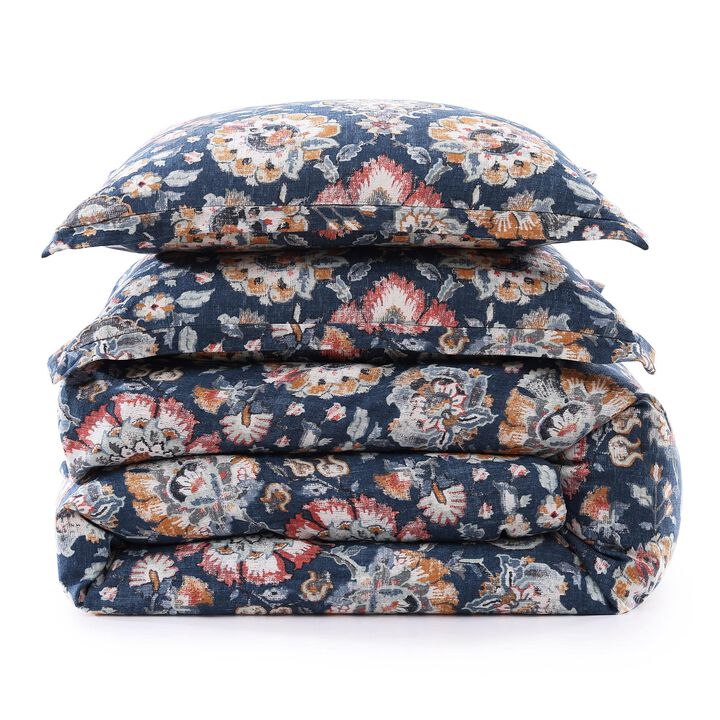 Derby Washed Linen Queen Duvet Cover Set