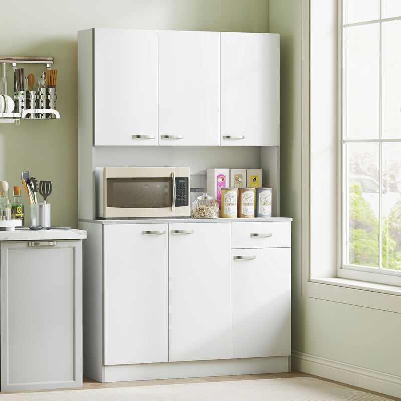 Hivvago Tall Storage Cabinet with Countertop and 3 Adjustable Shelves image number 1