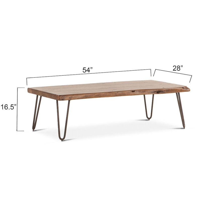 World Interiors Grandby Acacia Wood Live Edge Coffee Table in Walnut Finish image number 1