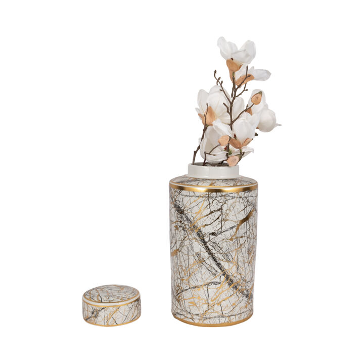 Ceramic 16" Jar With Gold Lid