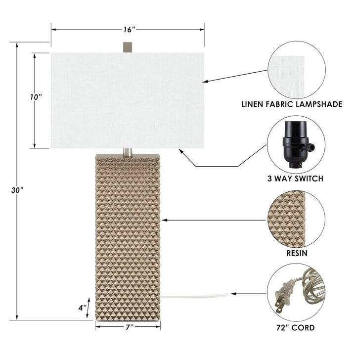 Lux Lighting Elanor 29 Diamond Gold Polyresin Table Lamp, (Set of 2)