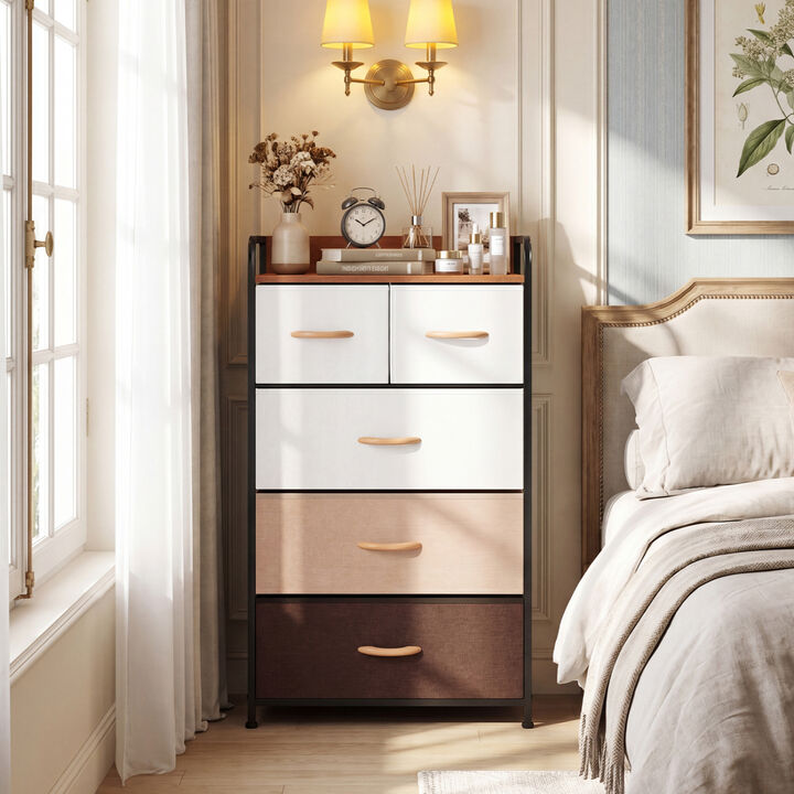 Fabric Storage Dresser with 5 Removable Drawers Organizer Unit for Bedroom and Living Room-Multicolor
