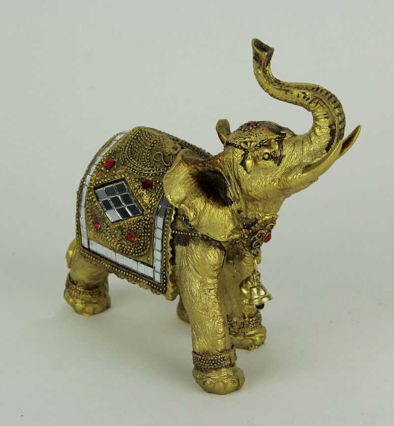 Golden Decorated Eastern Elephant Statue image number 1