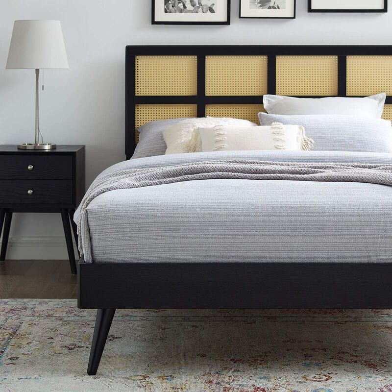 Modway - Sidney Cane and Wood Queen Platform Bed with Splayed Legs image number 9