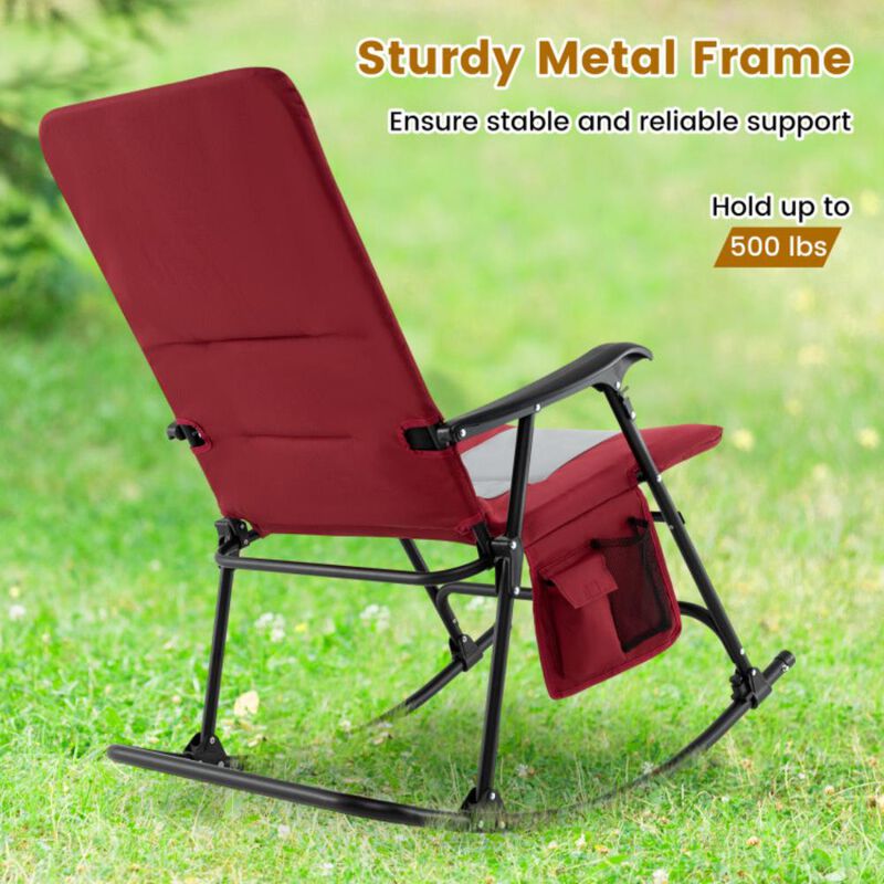 Hivvago Foldable Rocking Padded Portable Camping Chair with Backrest and Side pocket