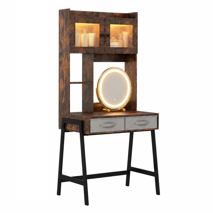 Modern Makeup Dressing Table with Rotatable Mirror and 3 Light Colors