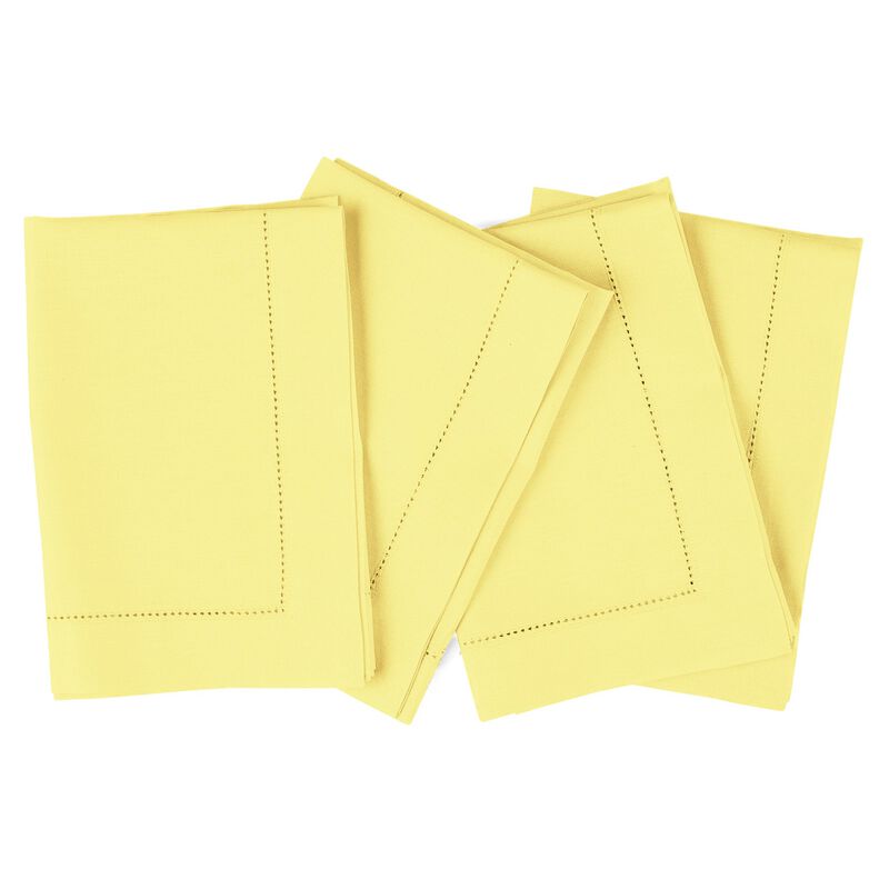 Solino Home Cotton Linen Dinner Napkins 20 x 20 Inch Set of 4 - Cotton Linen Hemstitch