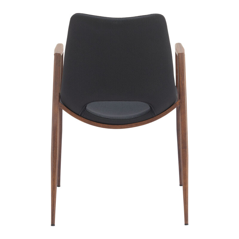 Set of Two Upholstered Faux Leather Dining Chairs with Armrests & Open Back