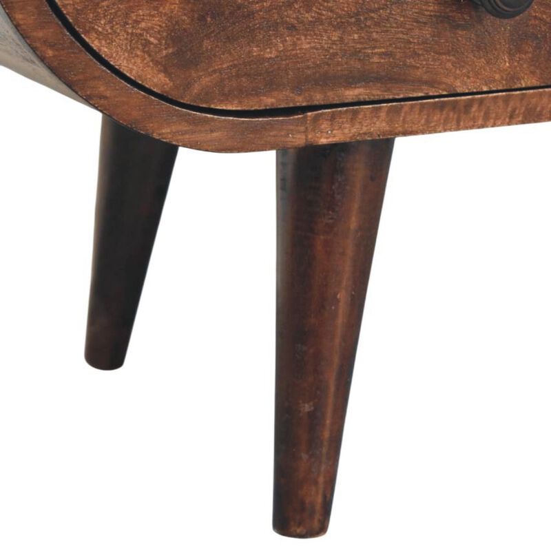 Artisan Furniture Solid Wood Walnut Curved Two Drawer and Shelf Media Unit, Brown image number 6