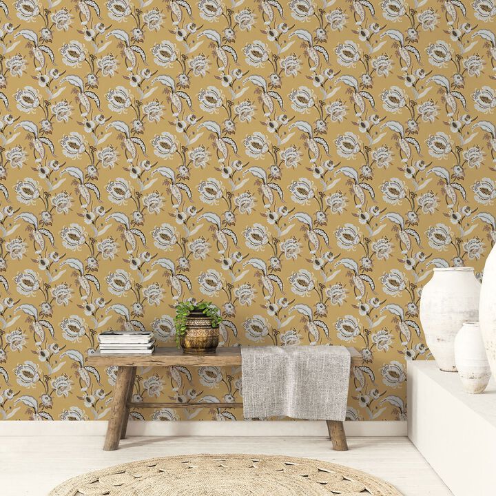 Into The Wild Abstract Floral Gold Wallpaper 18552