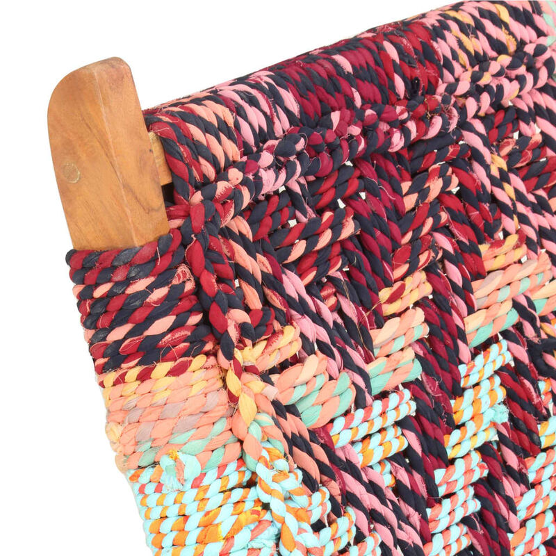 vidaXL Folding Chindi Chair Multicolors Fabric image number 5