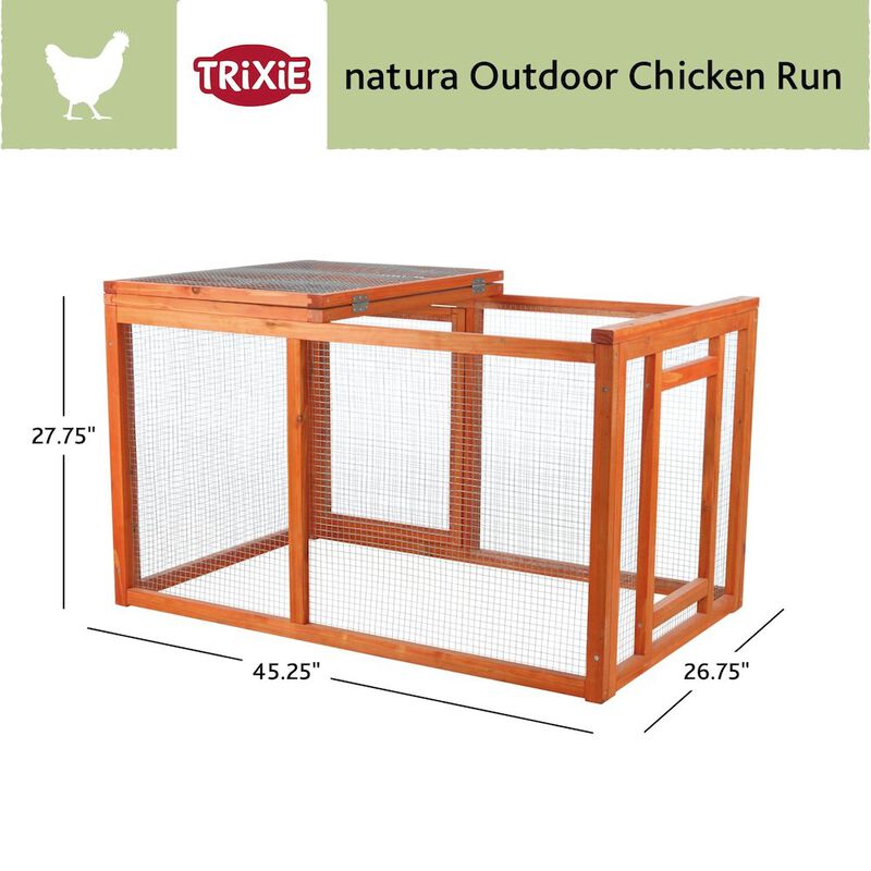 TRIXIE Weatherproof Outdoor Wood & Wire Chicken Run Extension for Chicken Coops, Brown image number 3