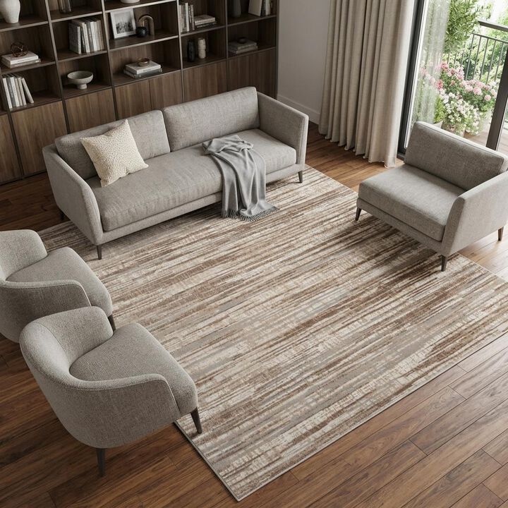 HomeRoots Abstract Non Skid Area Rug