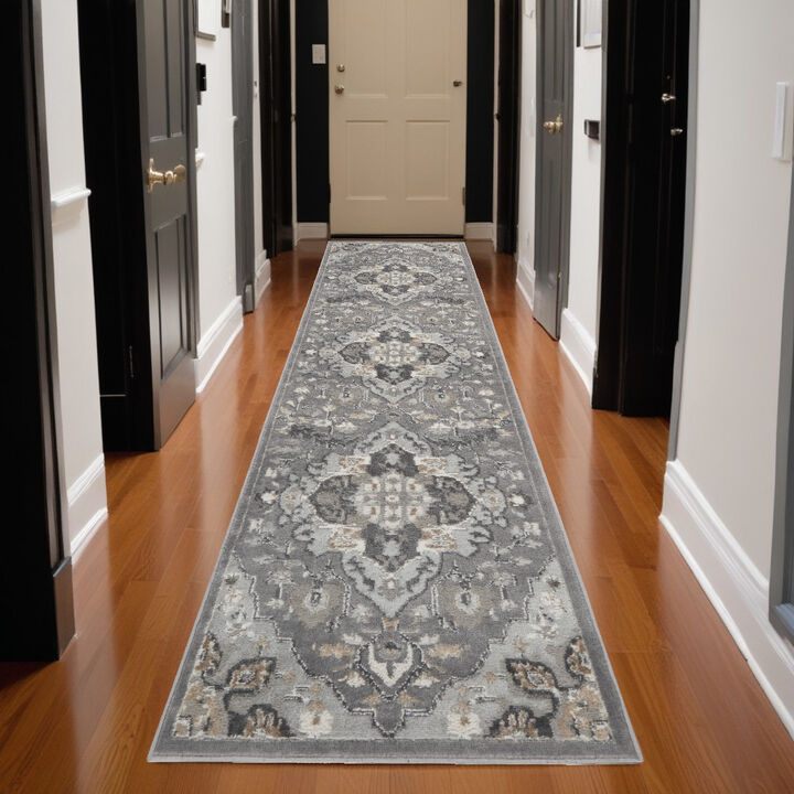 HomeRoots Floral Non Skid Runner Rug