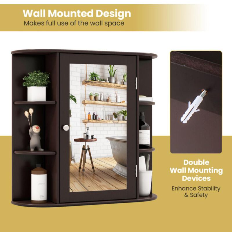 Hivvago Wall-Mounted Bathroom Mirror Cabinet with Storage Shelves