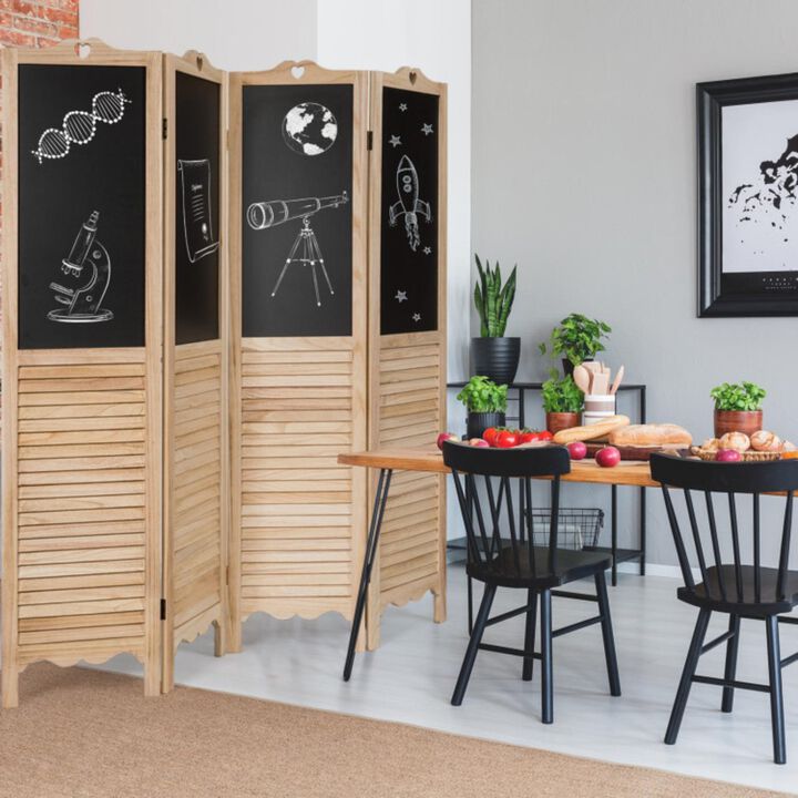 Hivvago 4-Panel Folding Privacy Room Divider Screen with Chalkboard